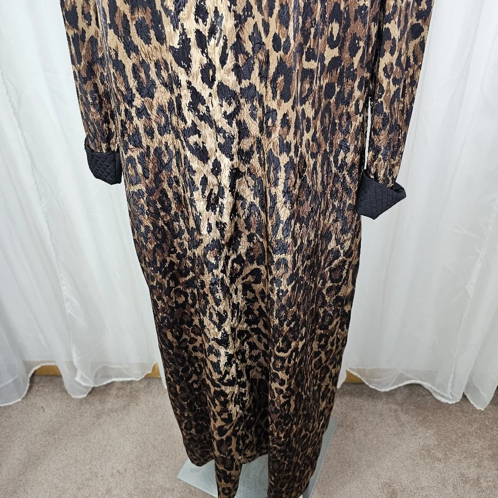 Vintage Kathleen Usherwood Leopard Print House Coat House Dress Caftan Mumu Sm